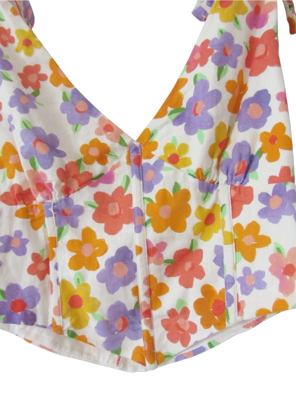 Peppermayo Parisian Life Linen Bustier Crop Top US 6 Floral Blooming Tie Straps - Picture 5 of 9